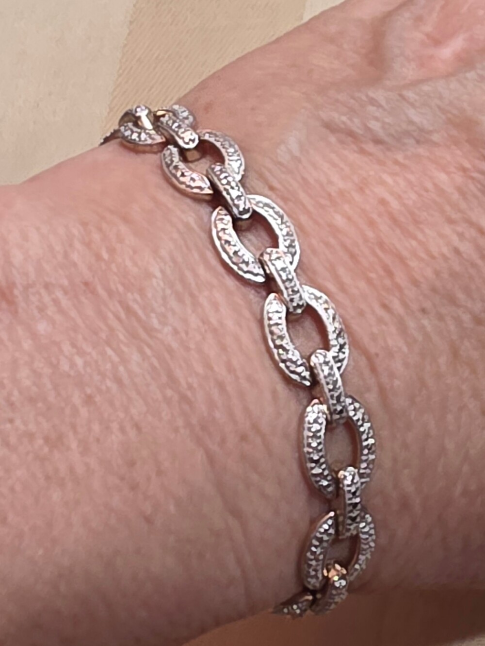 DIAMOND 14K VERMIEL BRACELET 925 STERLING SILVER 7.5 INCHES